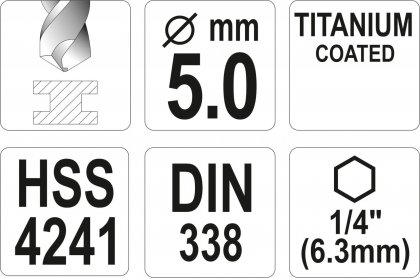 Vrták na kov TITAN 1/4" 5mm