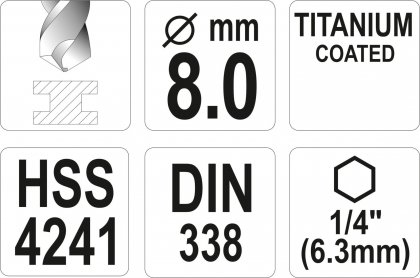 Vrták na kov TITAN 1/4" 8mm