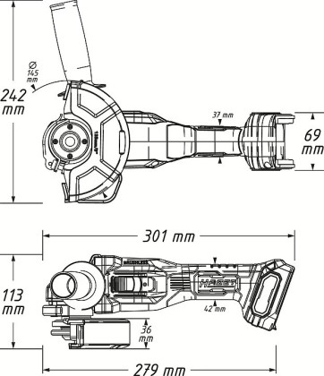 AKU úhlová bruska 125 mm, 18 V, 10000 ot./min., Hazet - HA265091