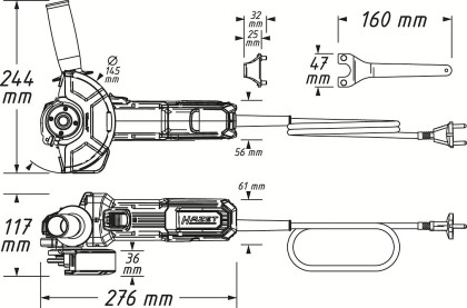 Úhlová bruska 125 mm, 1100 W, 12.000 ot./min. Hazet - HA264919
