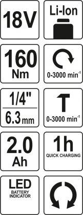 Utahovák rázový AKU 18V 160Nm 2.0Ah