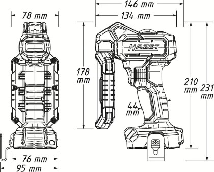 Led pracovní světlo AKU, 1000 lumenů, 18 V, Hazet 9579-10
