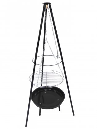 Kulatý gril na dřevěné uhlí 52 cm s trojnožkou