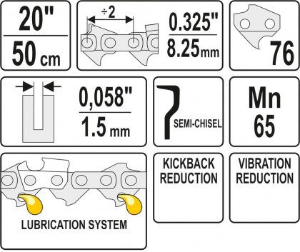 Řetěz pro motorovou pilu 20", 0,325" (pro pilu YT-84910)