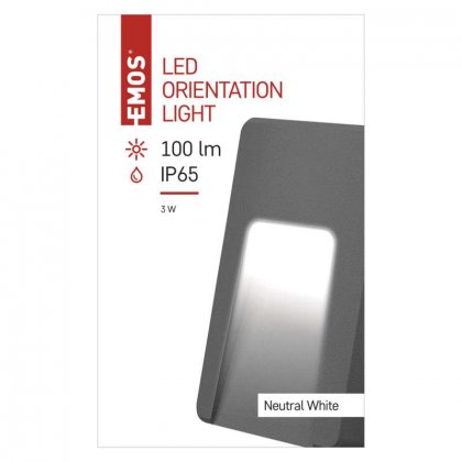 LED orientační přisazené svítidlo, 3W neutrální bílá, IP65