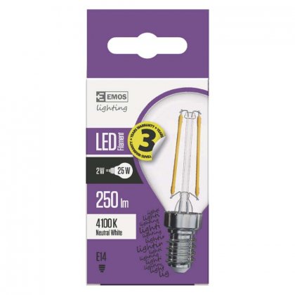 LED žárovka Filament Mini Globe 2W E14 neutrální bílá