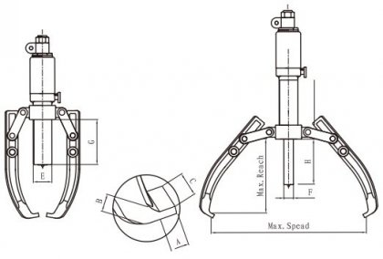Dvou- nebo tříramenný hydraulický stahovák HHL-10F