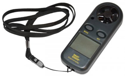 Digitální anemometr / měřič rychlosti proudění vzduchu a teploměr AM-816