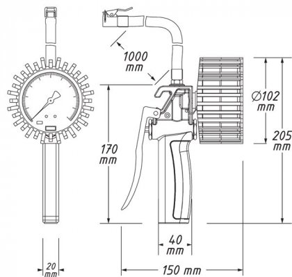 Pneuhustič s přesným tlakoměrem HAZET 9041 G-1