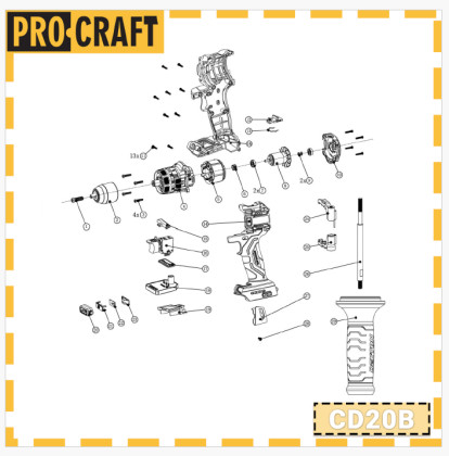 Aku šroubovák Procraft Industrial CD20B (1 baterie) | CD20B-1b