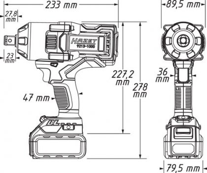 Rázový utahovák akumulátorový HAZET 9213-1000/3