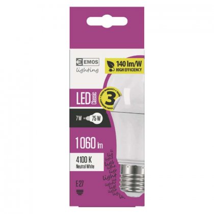 LED žárovka Classic A60 7,5W E27 neutrální bílá