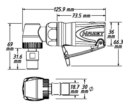 Pneumatická stopková mini bruska HAZET 9032M-5
