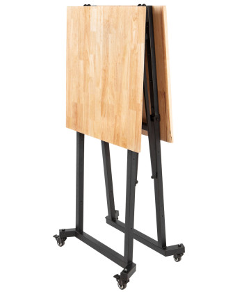 Pojízdný skládací stůl do dílny, 1400 x 650 x 900 mm, nosnost 150 kg