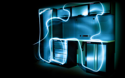 Sestava dílenského nábytku PROFI s vysokou úzkou skříní, 6 ks - AHP1300