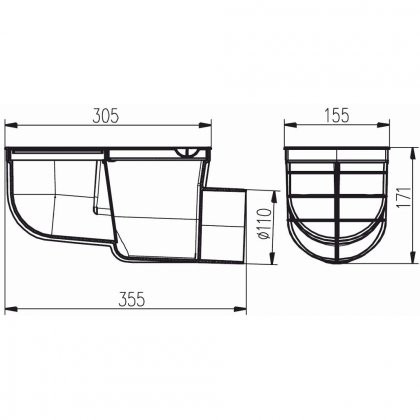 Kanalizační vpusť boční D110 STANDARD / Gajgr, černá