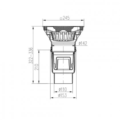 Kanalizační vpusť spodní D110/250 vodní, plast