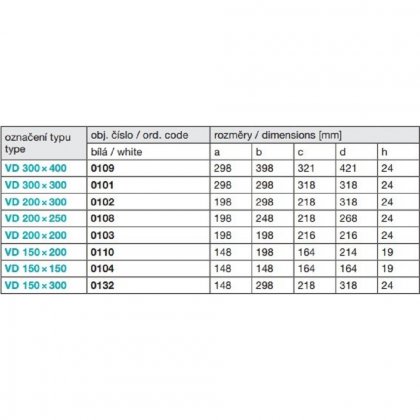 Vanová dvířka - HACO VD 200x200 B bílá