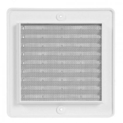 Větrací mřížka s rámečkem a síťovinou - VM 150x150 B bílá
