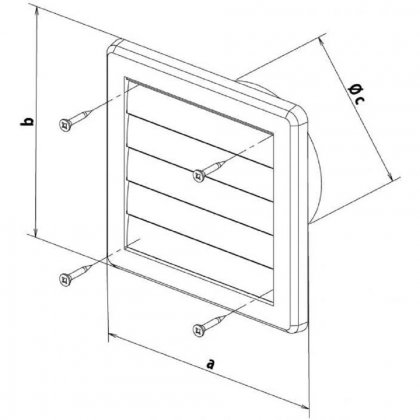 Větrací mřížka gravitační - VM 175x175 G/125 B bílá