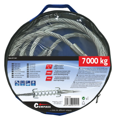 Lano vyprošťovací 7000kg s karabinami odpružené