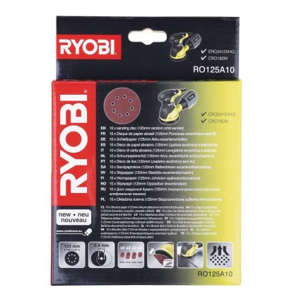 Brusný papír Ryobi RO125A10 125mm, sada 10ks