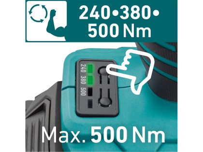 Utahovák rázový 1/2" aku SHARE20V, 500Nm, BRUSHLESS, bez baterie a nabíječky