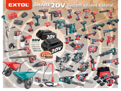 Utahovák rázový 1/2" aku SHARE20V, 500Nm, BRUSHLESS, bez baterie a nabíječky