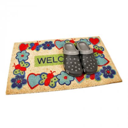 Kokosová vstupní rohož Welcome - Cheerful - 75 x 45 x 1,7 cm
