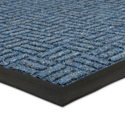 Modrá textilní vstupní rohož Criss Cross - 75 x 45 x 1 cm