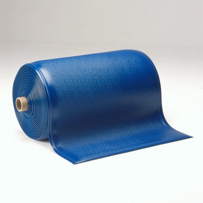 Modrá gumová protiúnavová průmyslová rohož - 18,3 m x 90 cm x 1,25 cm