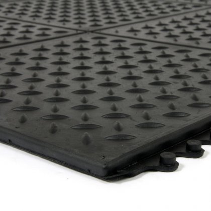 Gumová protiúnavová modulární rohož Diamond Plate Tile - 91 x 91 x 1,4 cm