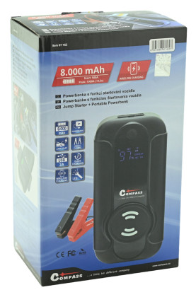Powerbanka s funkcí JUMP STARTER 8.000mAh 1000A s Qi bezdrátovým nabíjením