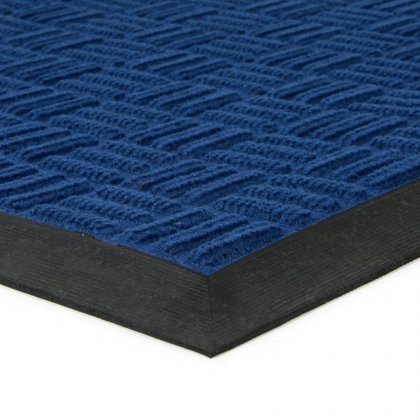 Modrá textilní vstupní rohož Criss Cross - 45 x 75 x 1 cm