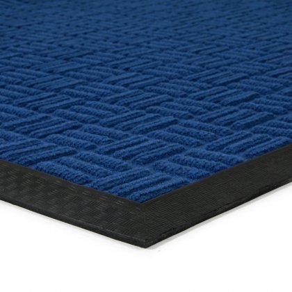 Modrá textilní gumová čistící vstupní rohož Criss Cross, FLOMA - délka 90 cm, šířka 150 cm a výška 0,8 cm