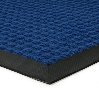 Modrá textilní gumová čistící vstupní rohož Little Squares, FLOMA - délka 45 cm, šířka 75 cm a výška 0,8 cm