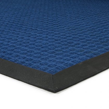 Modrá textilní gumová čistící vstupní rohož Little Squares, FLOMA - délka 120 cm, šířka 180 cm a výška 0,8 cm