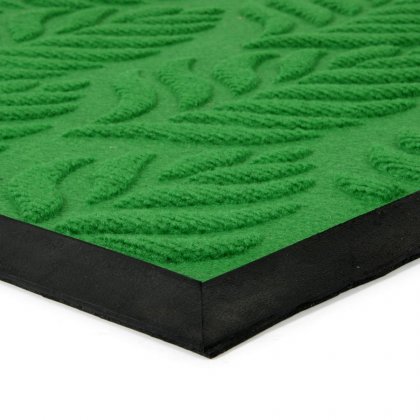 Zelená textilní gumová čistící vstupní rohož Leaves, FLOMA - délka 45 cm, šířka 75 cm a výška 1 cm