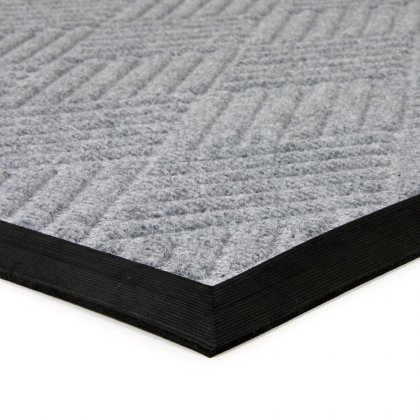 Šedá textilní gumová čistící vstupní rohož Crossing Lines, FLOMA - délka 60 cm, šířka 90 cm a výška 1 cm