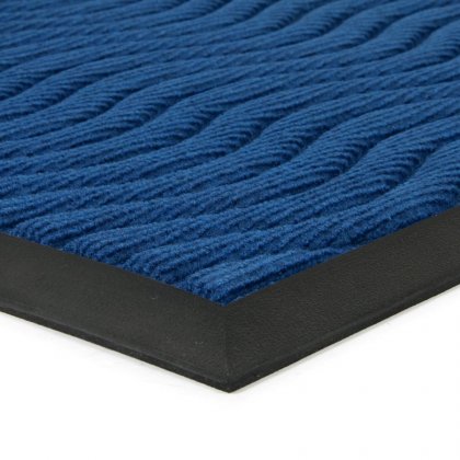 Modrá textilní gumová čistící vstupní rohož Waves, FLOMA - délka 45 cm, šířka 75 cm a výška 0,8 cm