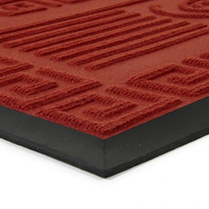 Červená textilní gumová čistící vstupní rohož Rectangle - Deco, FLOMA - délka 45 cm, šířka 75 cm a výška 0,8 cm