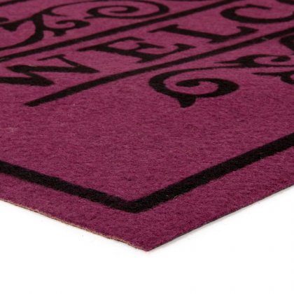 Vínová textilní vstupní čistící vnitřní rohož Welcome - Deco, FLOMA - délka 45 cm, šířka 75 cm a výška 0,3 cm