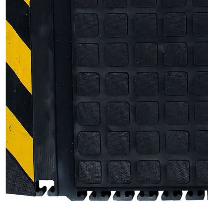 Černo-žlutá podlahová protiúnavová modulární rohož (zakončení) - délka 101 cm, šířka 111 cm a výška 1,9 cm