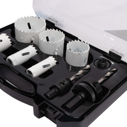 Sada vykružovacích bimetalových korunek 9 dílů | 19-57 mm, plastový box