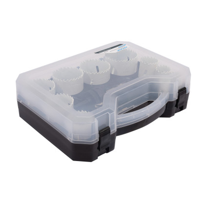 Sada vykružovacích bimetalových korunek 14 dílů | 19-64 mm, plastový box