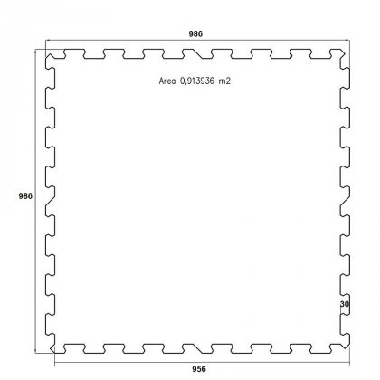Různobarevná pryžová (10% EPDM STANDARD) modulární deska (střed) SF1100, FLOMA - délka 95,6 cm, šířka 95,6 cm a výška 0,8 cm