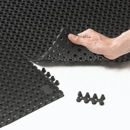 Černá gumová čistící venkovní vstupní rohož Octomat Mini - 100 x 75 x 1,25 cm