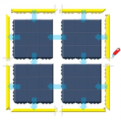 Černá gumová modulární průmyslová rohož Cushion Ease Solid, Nitrile - délka 91 cm, šířka 91 cm a výška 1,9 cm