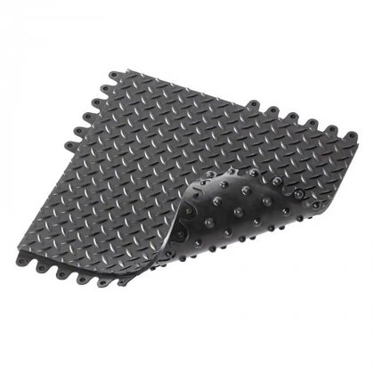 Černá gumová modulární průmyslová rohož De-Flex, Nitrile - délka 45 cm, šířka 45 cm a výška 1,9 cm