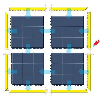 Černá modulární průmyslová rohož Cushion Easy - 91 x 91 x 1,9 cm